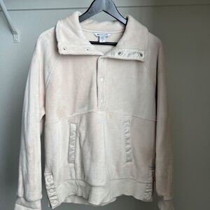 Athleta Cozy Half Botton Fleece | Offwhite Size Medium